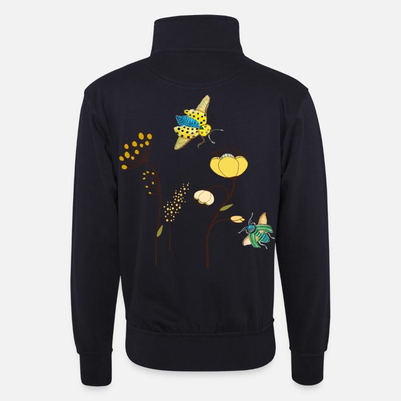 Gartenblumen mit Insekten - Unisex Pullover mit Zip-Kragen - Dunkelnavy