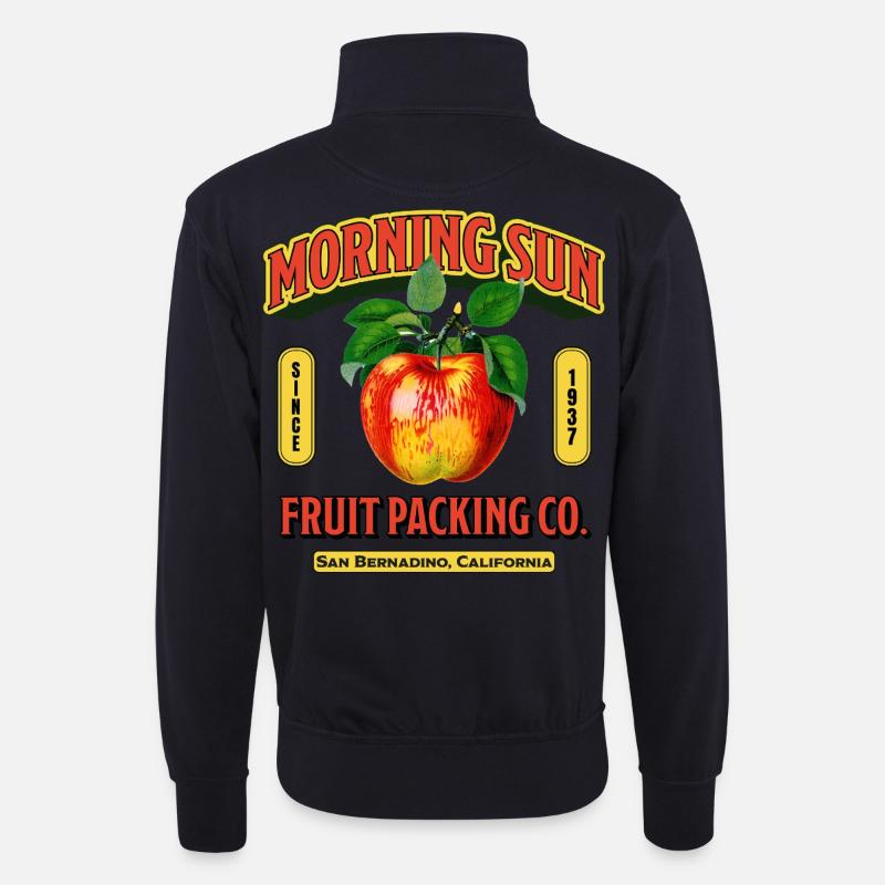 Morning Sun Fruit Label - Unisex Pullover mit Zip-Kragen - Dunkelnavy