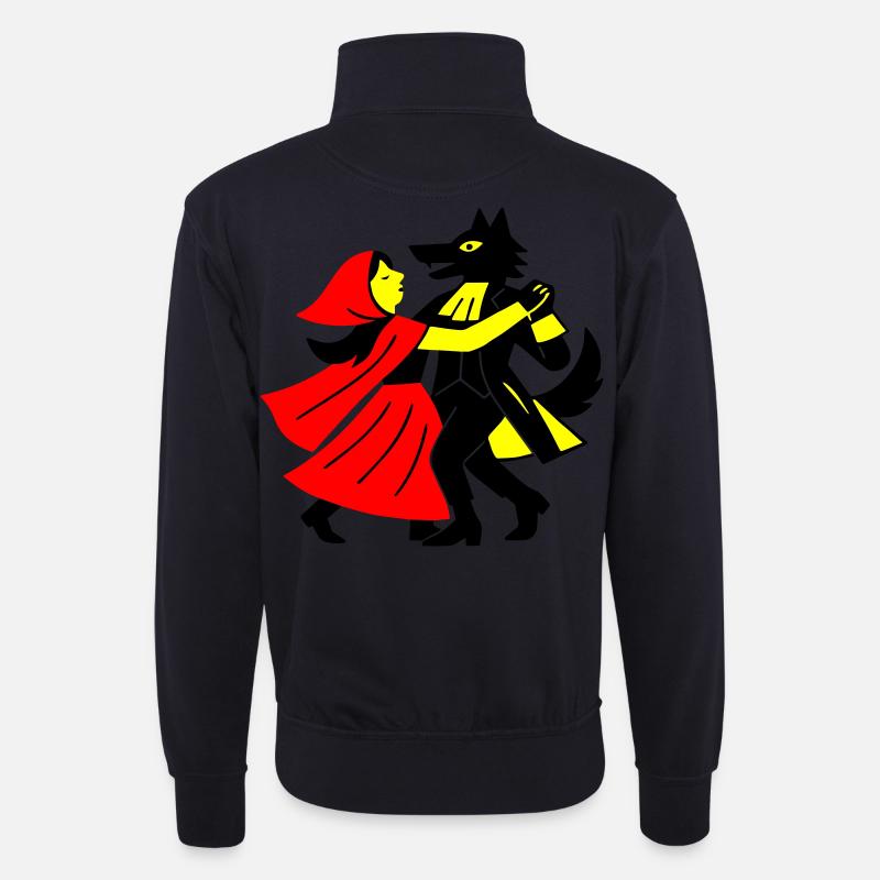 Walzer mit dem Wolf - Unisex Pullover mit Zip-Kragen - Dunkelnavy