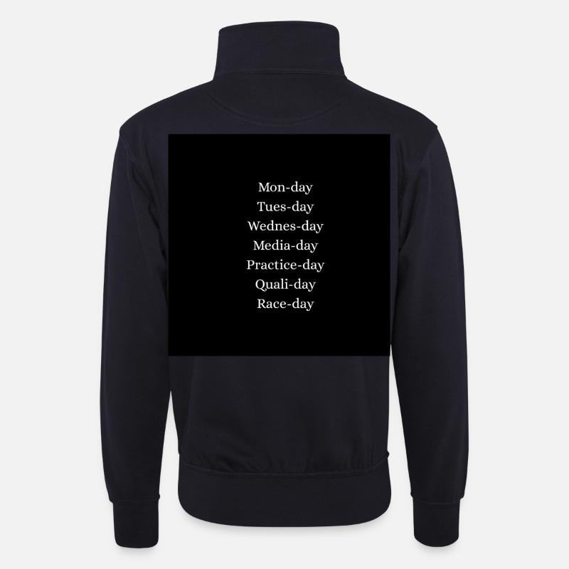 Raceweek_f1_weekdays - Unisex Pullover mit Zip-Kragen - Dunkelnavy