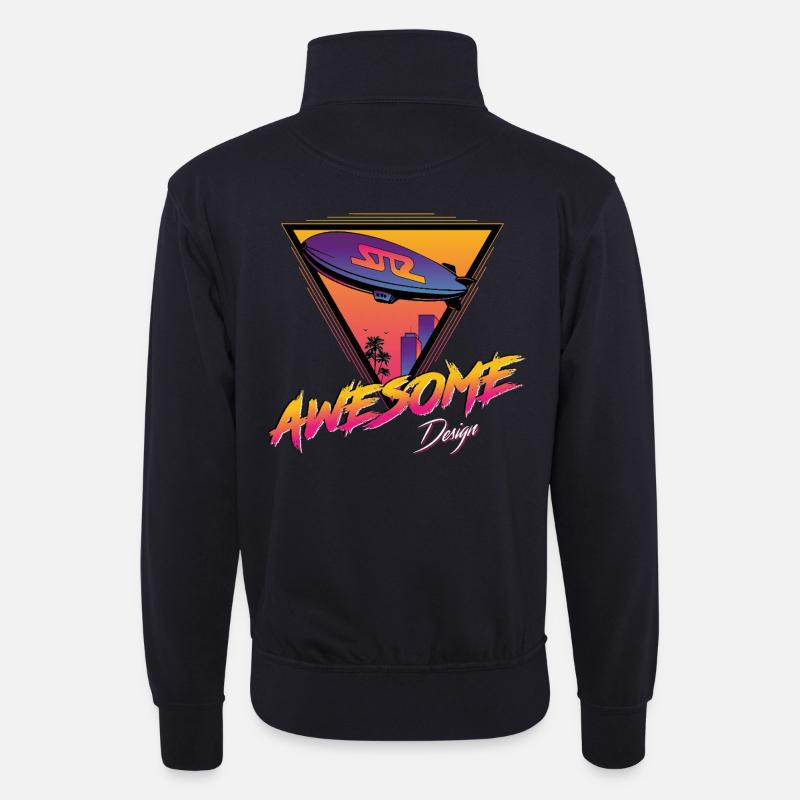 Luftschiff - Unisex Pullover mit Zip-Kragen - Dunkelnavy