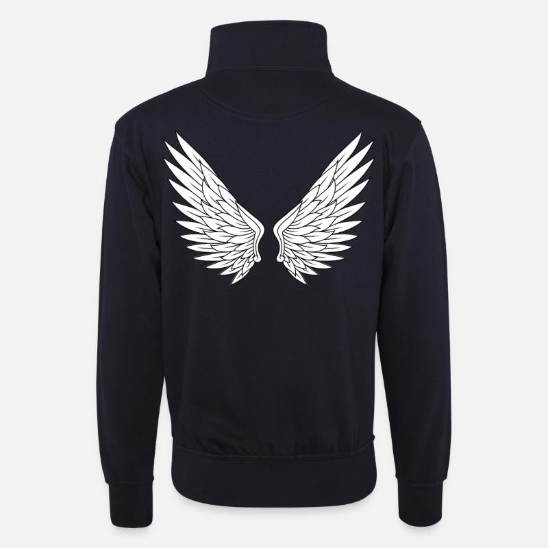 Engelsflügel Linienstil - Unisex Pullover mit Zip-Kragen - Dunkelnavy