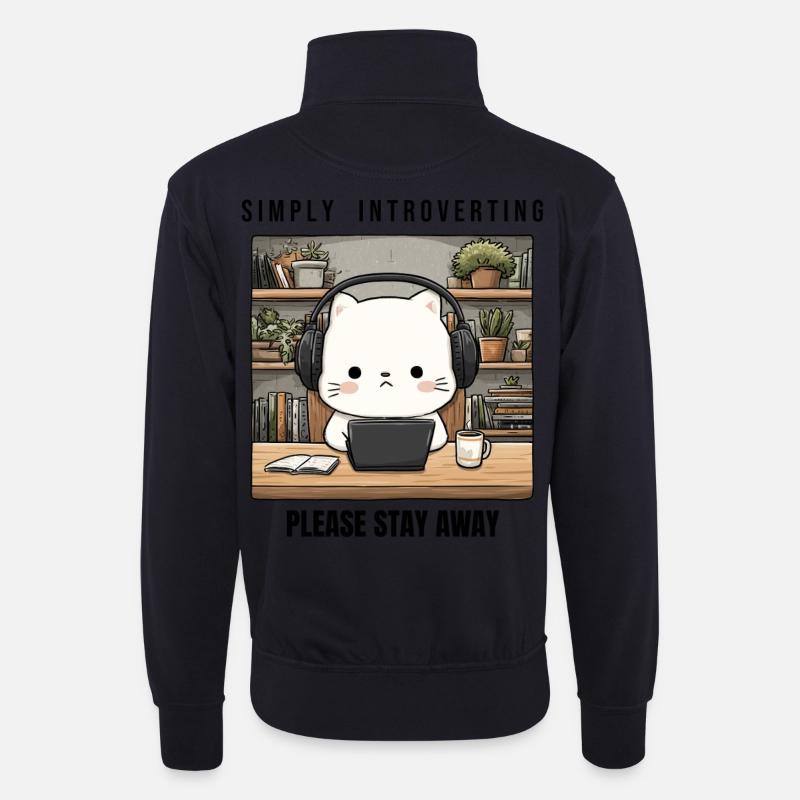 Introvertiert - Unisex Pullover mit Zip-Kragen - Dunkelnavy