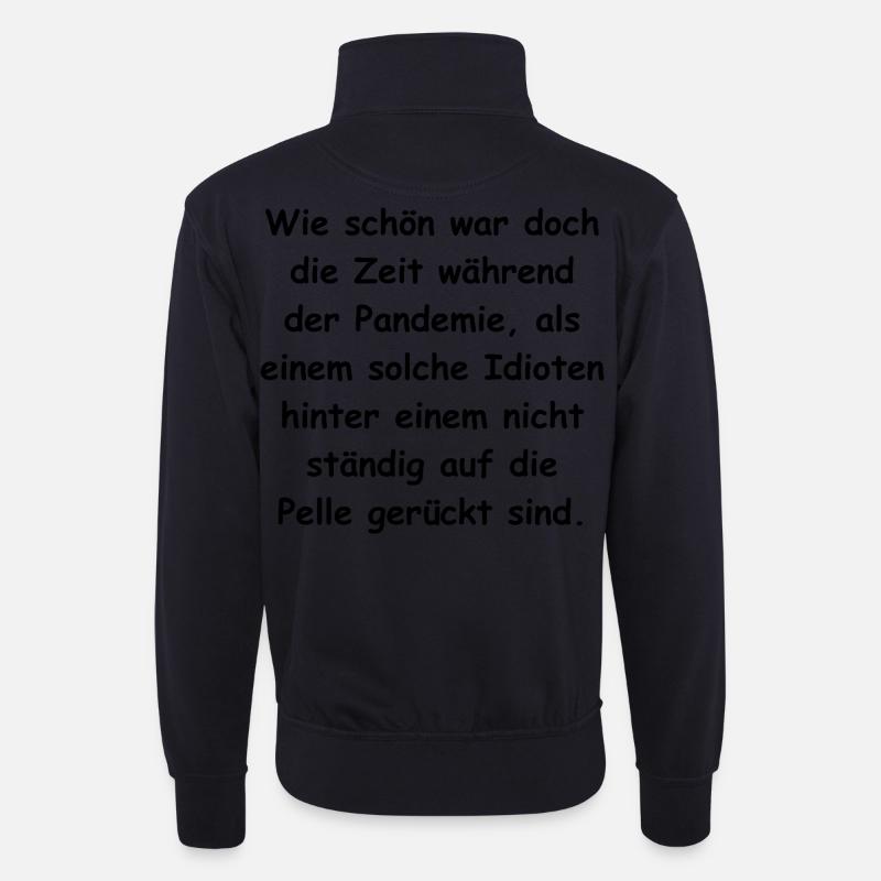 Abstand bitte! - Unisex Pullover mit Zip-Kragen - Dunkelnavy