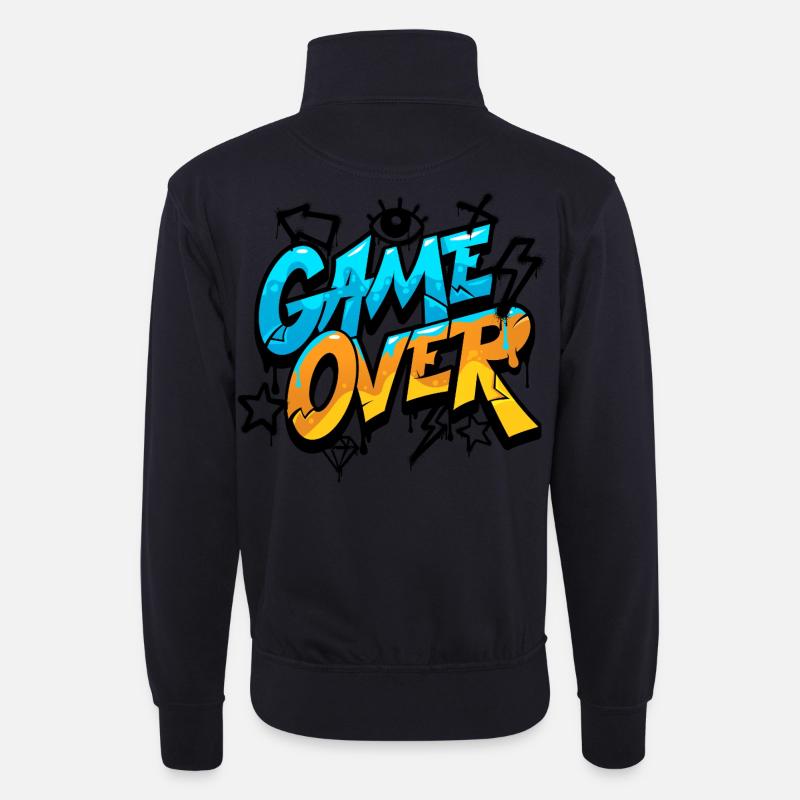 Game Over Graffiti Neon Gradient - Unisex Pullover mit Zip-Kragen - Dunkelnavy