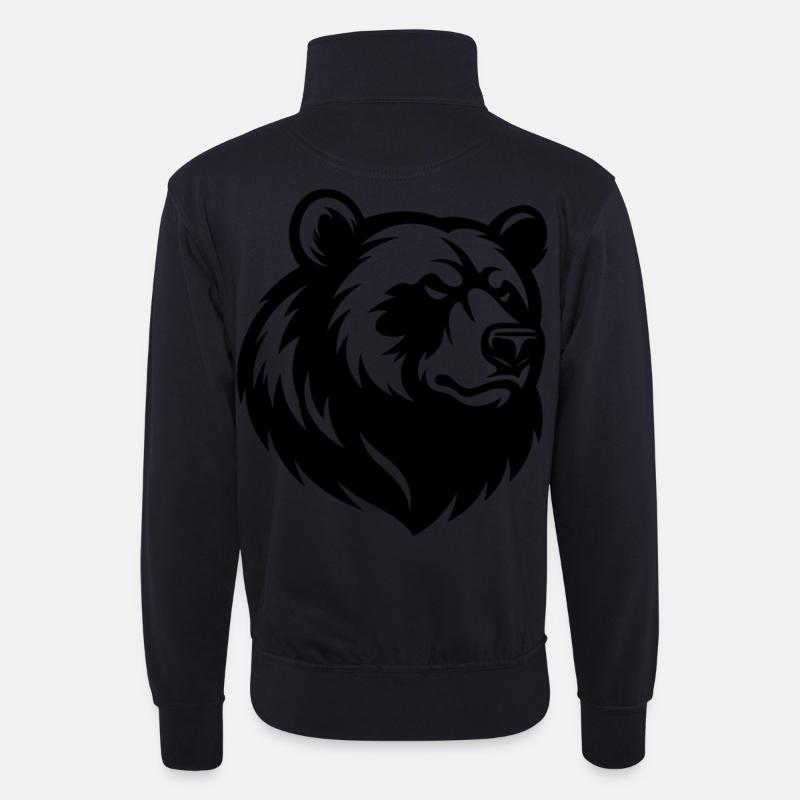 Angry Bear Head - Unisex Pullover mit Zip-Kragen - Dunkelnavy