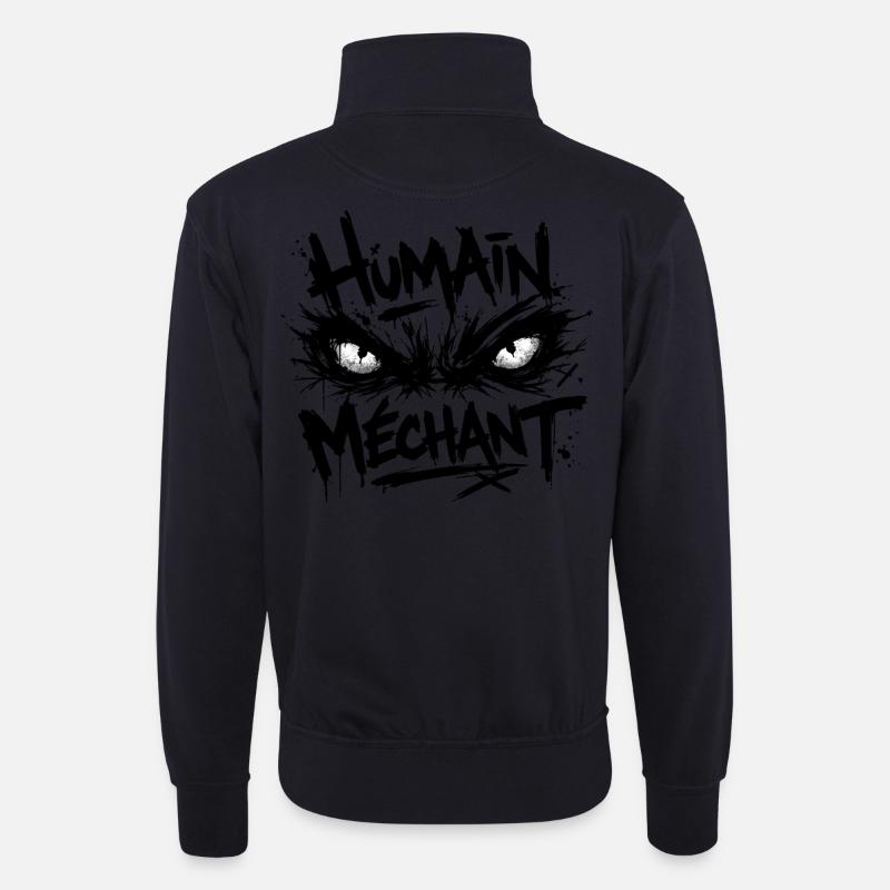 Böser Menschenblick Schwarzes Muster - Unisex Pullover mit Zip-Kragen - Dunkelnavy
