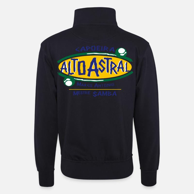 logo_mestre_Samba - Unisex Pullover mit Zip-Kragen - Dunkelnavy