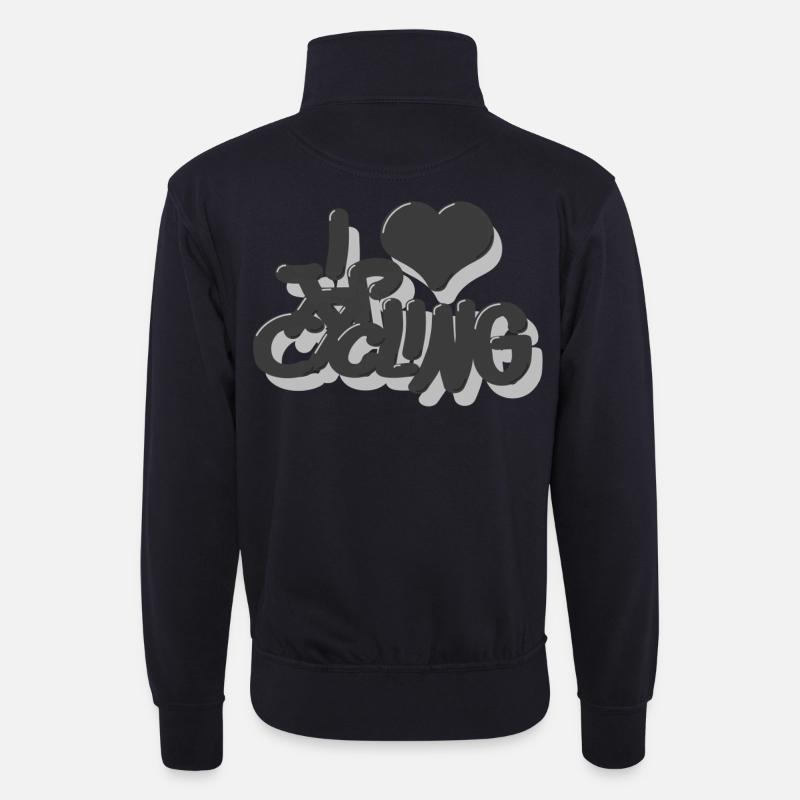 I_love_Cycling_grau - Unisex Pullover mit Zip-Kragen - Dunkelnavy