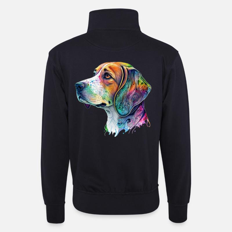 Beagle Hundemotiv - Unisex Pullover mit Zip-Kragen - Dunkelnavy