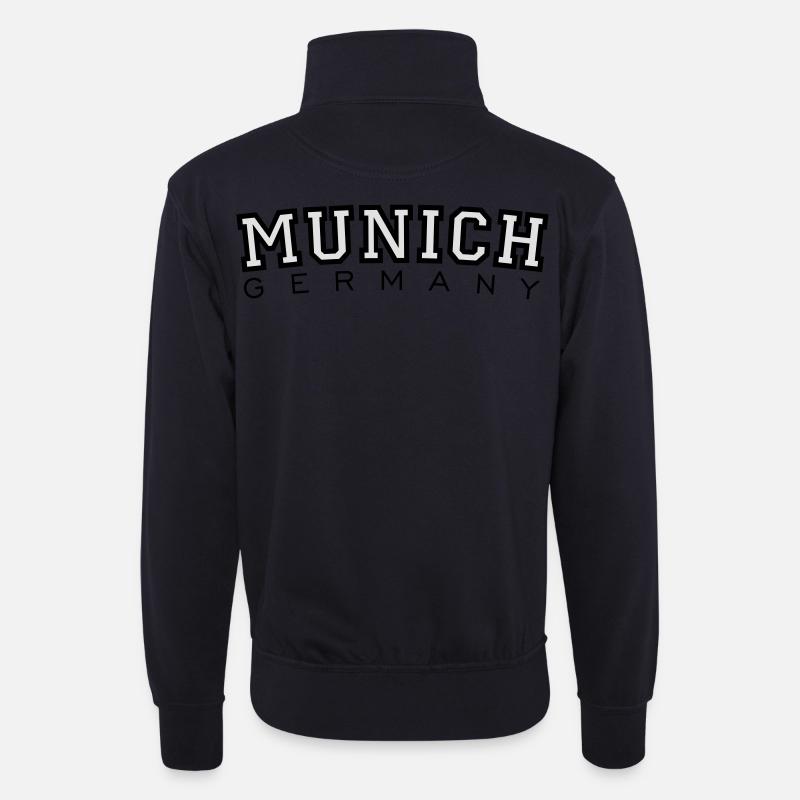 Munich Germany (Schwarz/Weiß) München - Unisex Pullover mit Zip-Kragen - Dunkelnavy