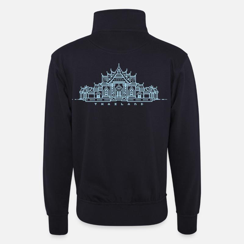 1bit pixel thailand - Unisex Pullover mit Zip-Kragen - Dunkelnavy