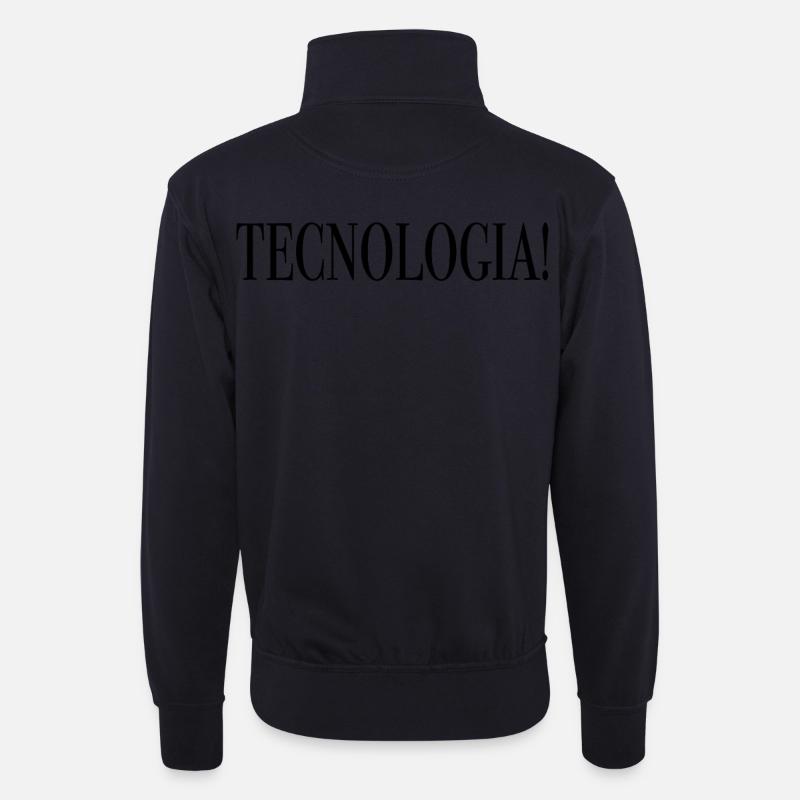 Tecnologia schwarz - Unisex Pullover mit Zip-Kragen - Dunkelnavy