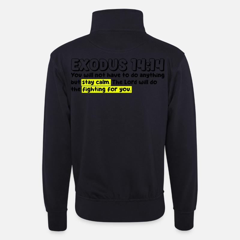 2. Mose 14:14 | Bibelzitat - Unisex Pullover mit Zip-Kragen - Dunkelnavy