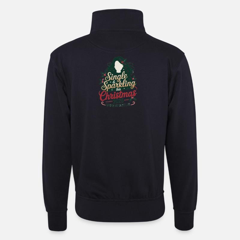 Single & Prickelnde Weihnachten 2025 - Unisex Pullover mit Zip-Kragen - Dunkelnavy