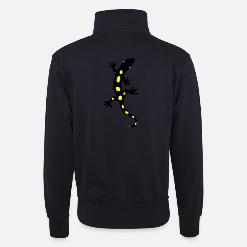 Eidechse Salamander Gecko Feuersalamander - Unisex Pullover mit Zip-Kragen - Dunkelnavy
