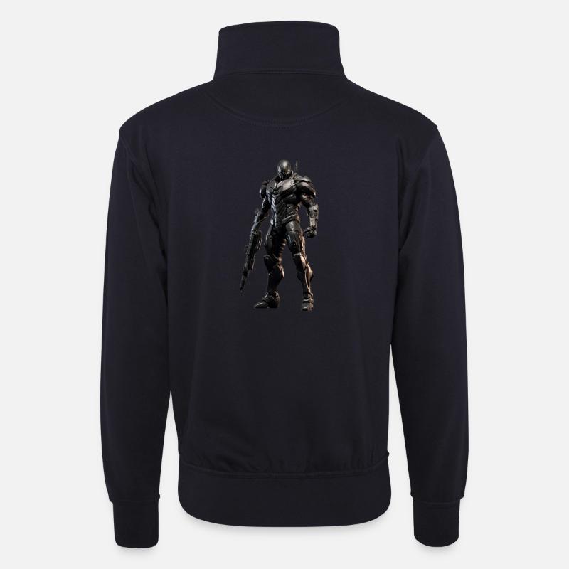 Futuristic Warrior - Unisex Pullover mit Zip-Kragen - Dunkelnavy