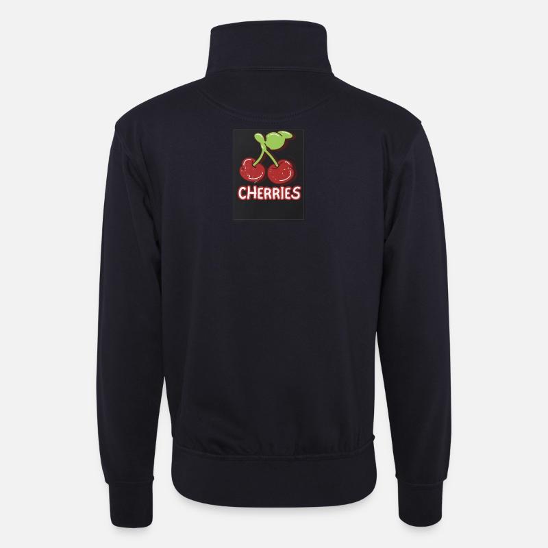Cherry Duo Retro-Abzeichen - Unisex Pullover mit Zip-Kragen - Dunkelnavy