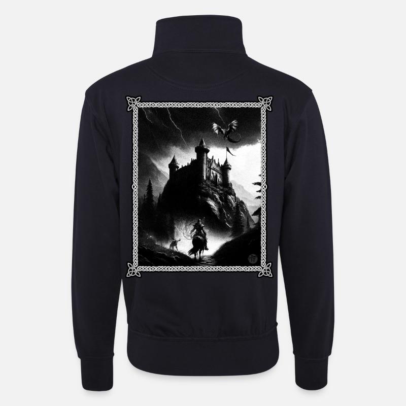 Sword and Sourcery - Unisex Pullover mit Zip-Kragen - Dunkelnavy