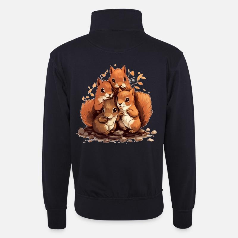 Eichhörnchen - Unisex Pullover mit Zip-Kragen - Dunkelnavy