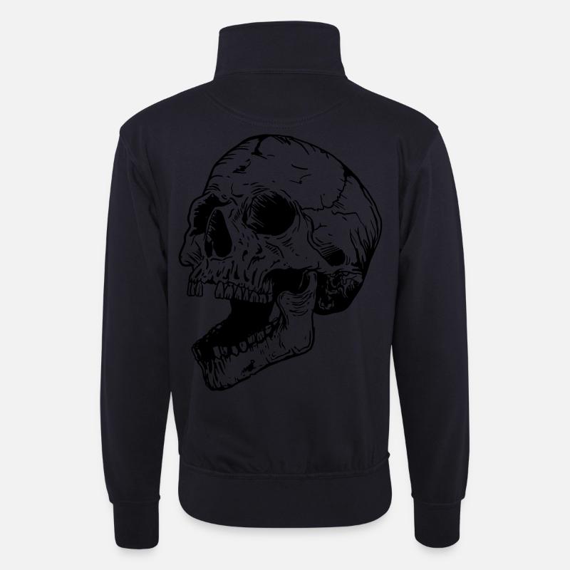 Totenkopf - Unisex Pullover mit Zip-Kragen - Dunkelnavy