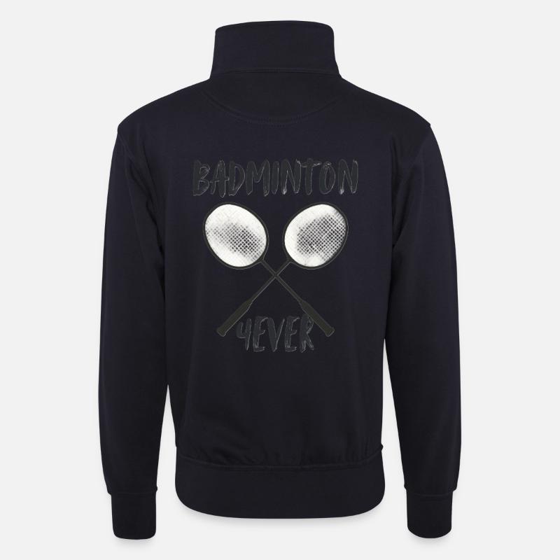 Badminton Forever Schläger - Unisex Pullover mit Zip-Kragen - Dunkelnavy