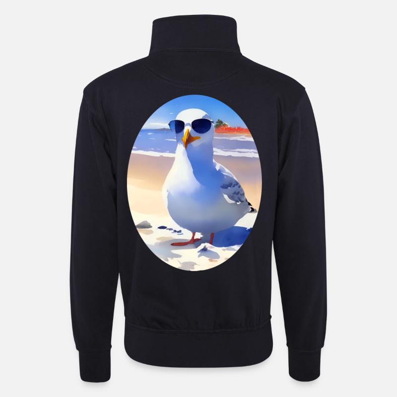 Coole Möwe - Unisex Pullover mit Zip-Kragen - Dunkelnavy
