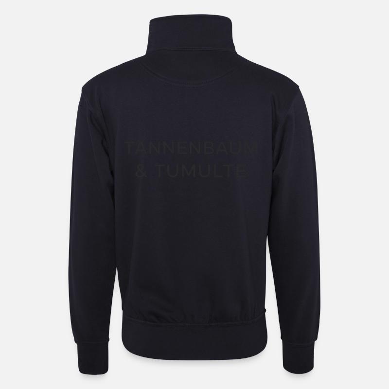 Tannenbaum & Tumulte - Unisex Pullover mit Zip-Kragen - Dunkelnavy