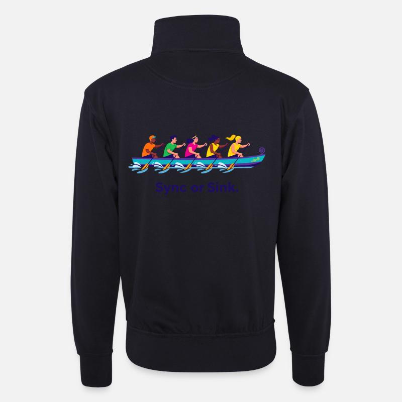 Drachenboot-Team - Unisex Pullover mit Zip-Kragen - Dunkelnavy