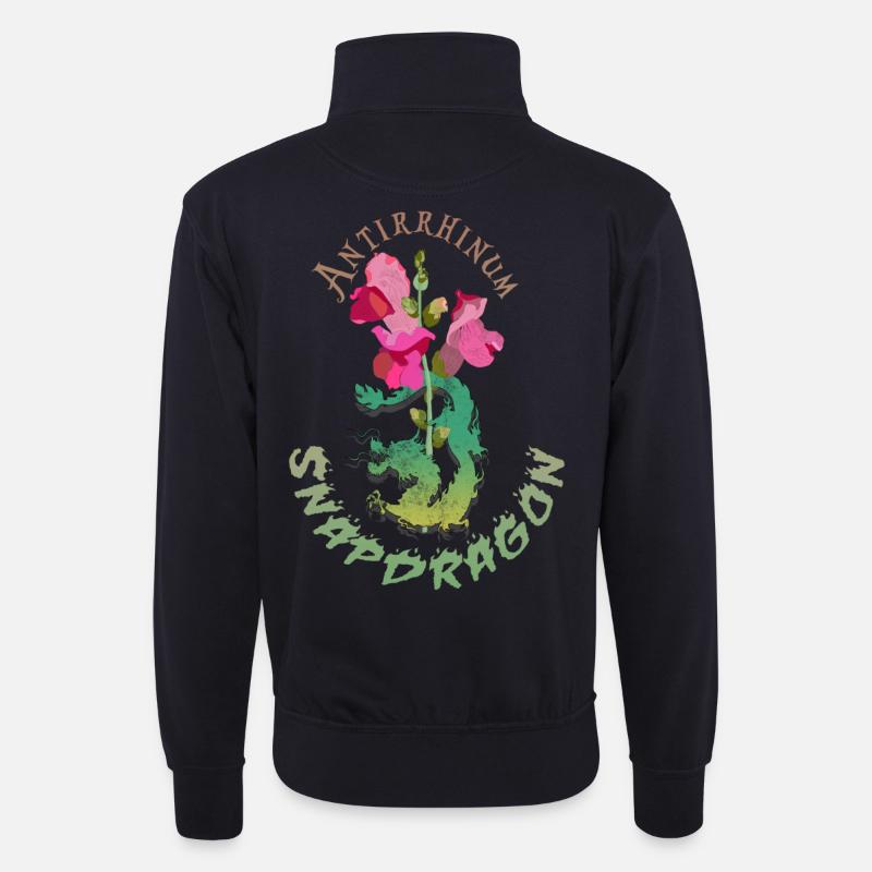 Drachenblumen - Unisex Pullover mit Zip-Kragen - Dunkelnavy
