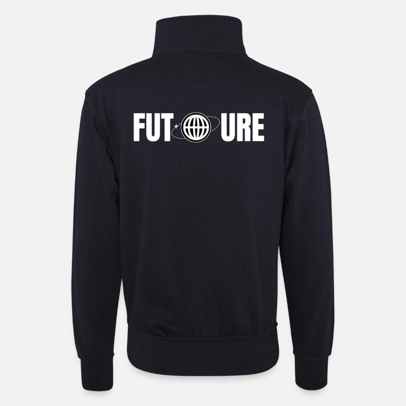 Zukunftsglobus Icon Design - Unisex Pullover mit Zip-Kragen - Dunkelnavy