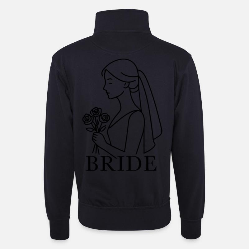 Illustration Bride - Unisex Pullover mit Zip-Kragen - Dunkelnavy
