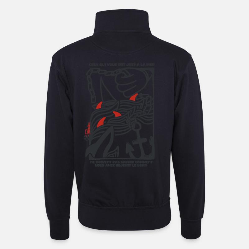 Kampf und göttlicher Schutz - Unisex Pullover mit Zip-Kragen - Dunkelnavy