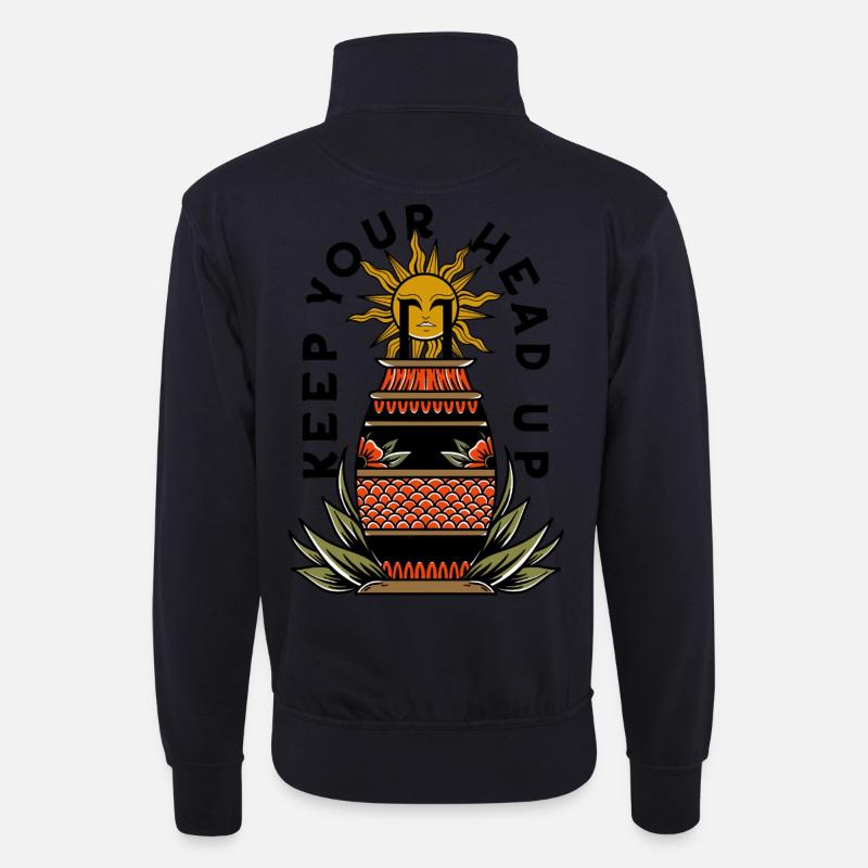 Keep Your Head Up - Unisex Pullover mit Zip-Kragen - Dunkelnavy