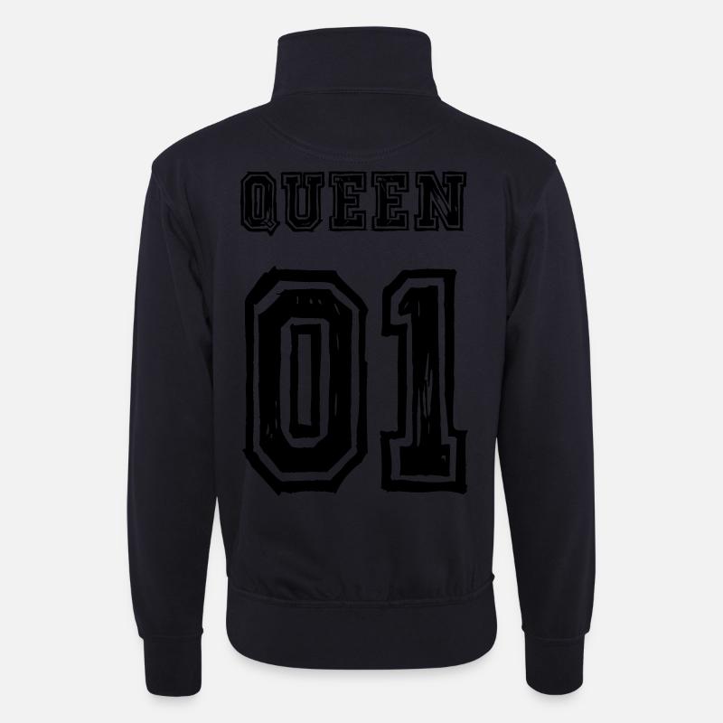 Queen King Partnerlook Love - Unisex Pullover mit Zip-Kragen - Dunkelnavy