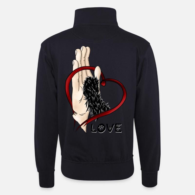 Pfotenliebe - schwarzes Pfötchen - Unisex Pullover mit Zip-Kragen - Dunkelnavy
