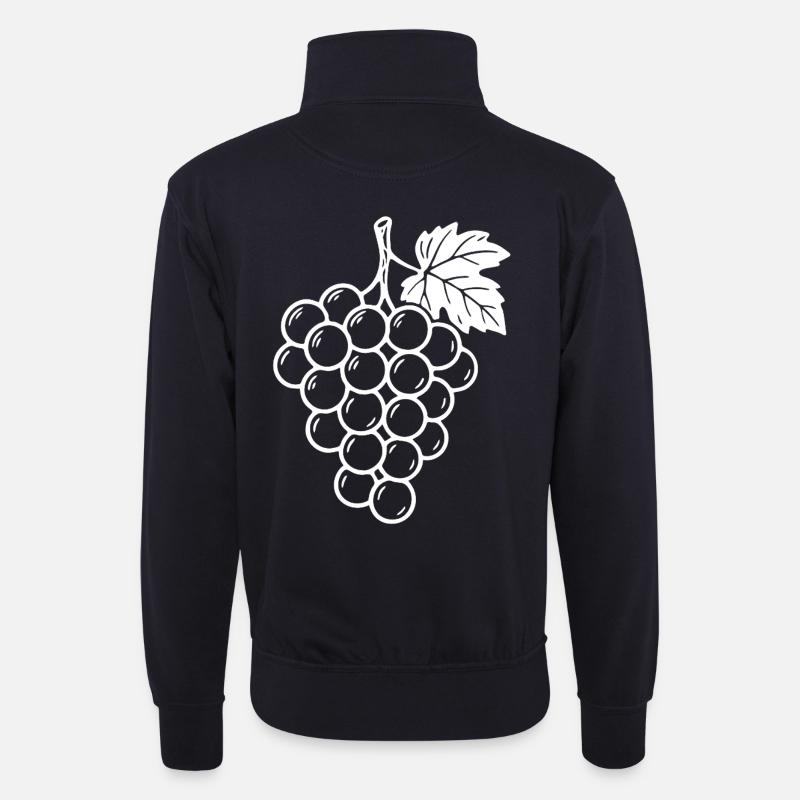 Weintrauben Design – Fruchtig & Stilvoll - Unisex Pullover mit Zip-Kragen - Dunkelnavy