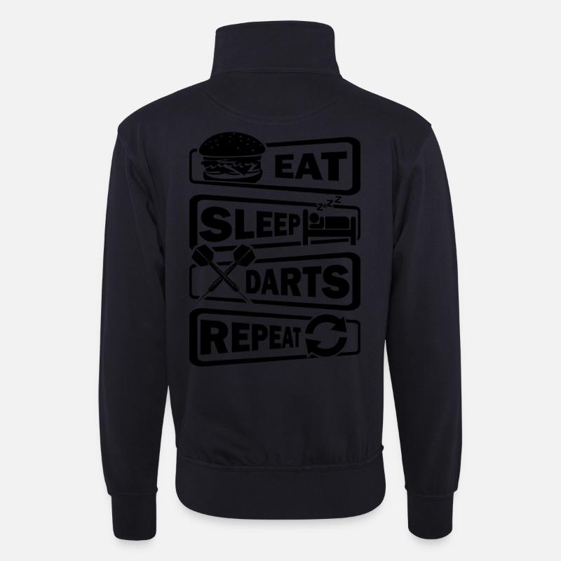 Dart,Darts,Eat Sleep Darts Repeat - Unisex Pullover mit Zip-Kragen - Dunkelnavy