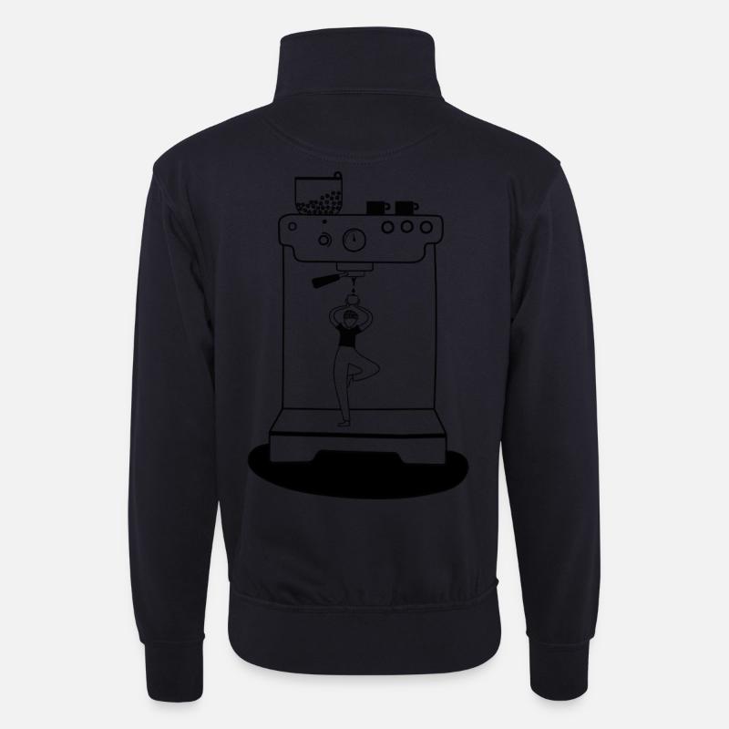 Kaffeeyoga  - Unisex Pullover mit Zip-Kragen - Dunkelnavy