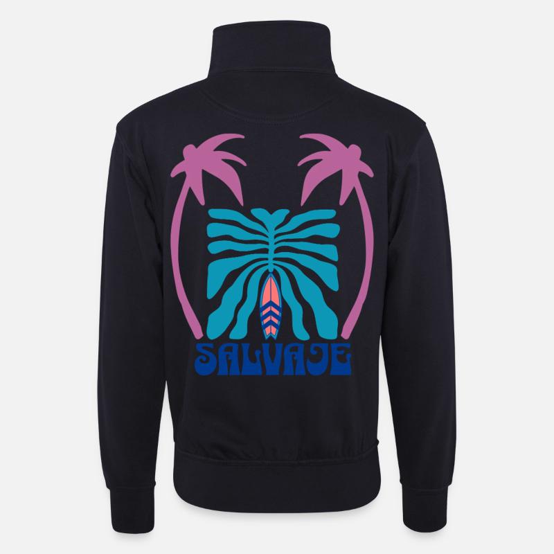 Salvage Surf Palm Brustkorb - Unisex Pullover mit Zip-Kragen - Dunkelnavy