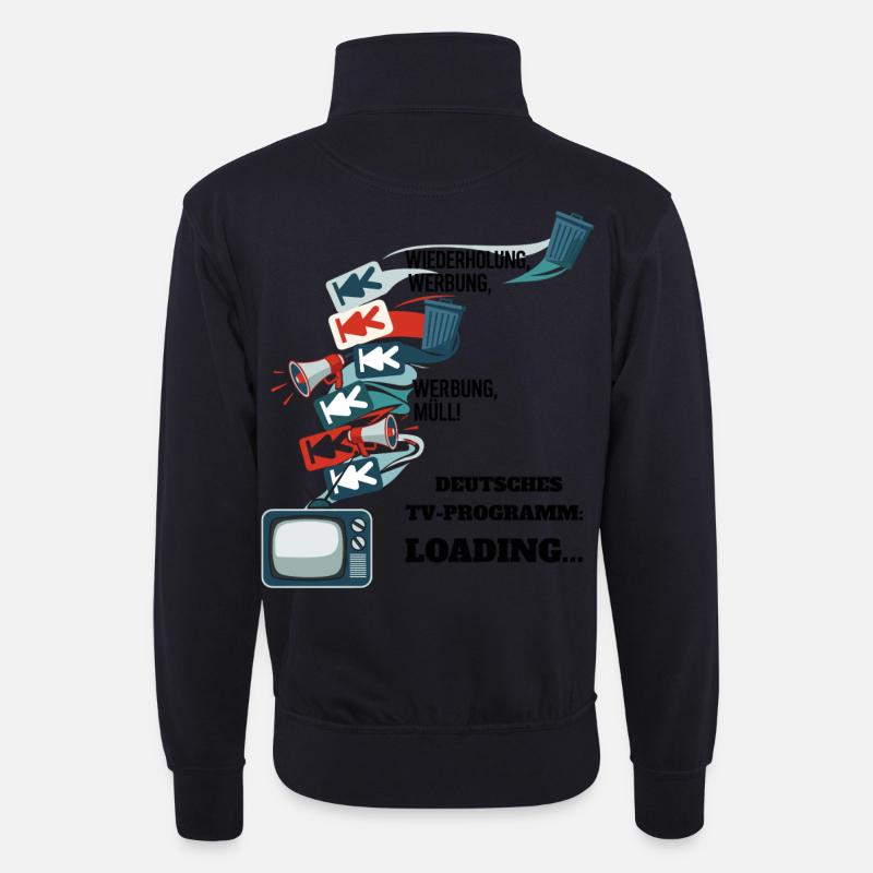 Deutsches TV-Programm: Loading... - Unisex Pullover mit Zip-Kragen - Dunkelnavy