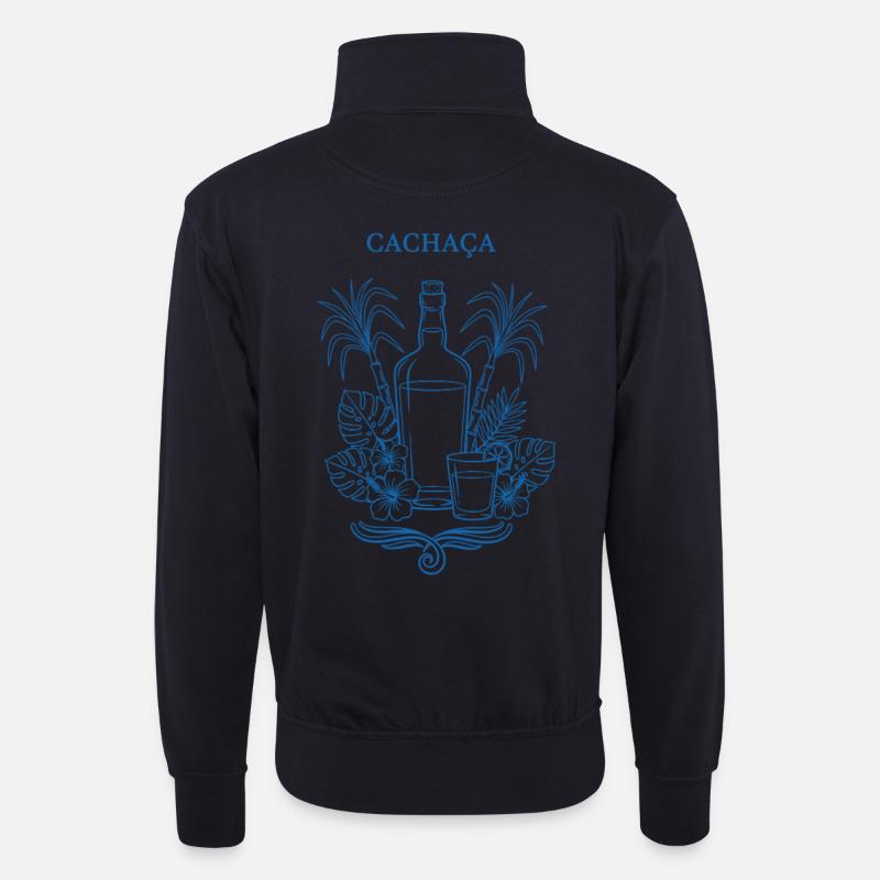 Cachaça Tropik Flaschenillustration - Unisex Pullover mit Zip-Kragen - Dunkelnavy