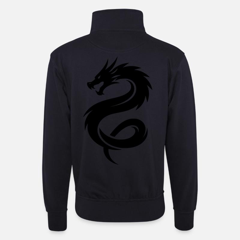 Asiatischer Drache - Unisex Pullover mit Zip-Kragen - Dunkelnavy