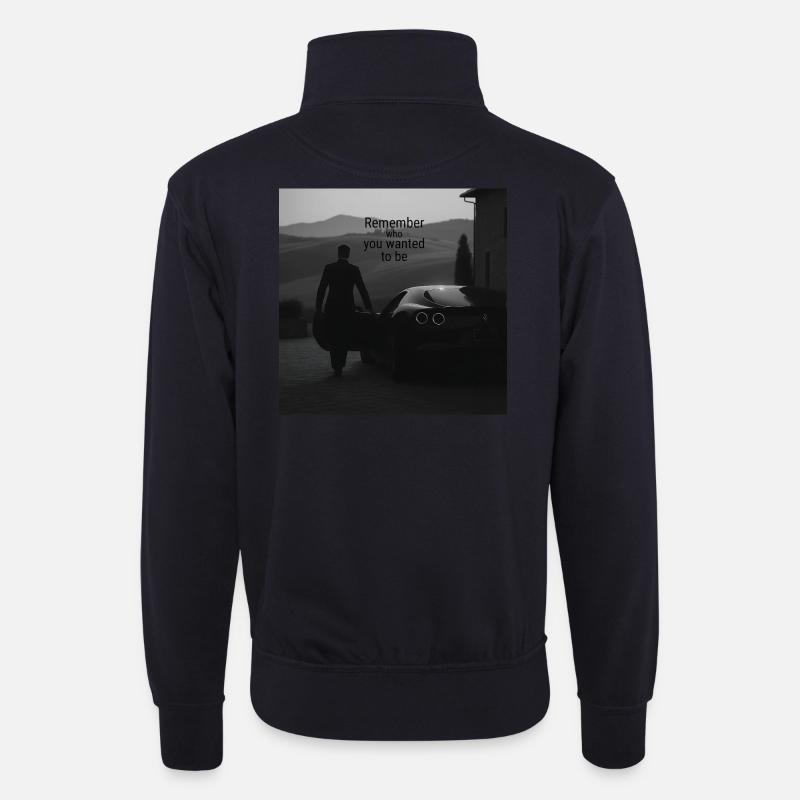 Remember who you wanted to be - Unisex Pullover mit Zip-Kragen - Dunkelnavy
