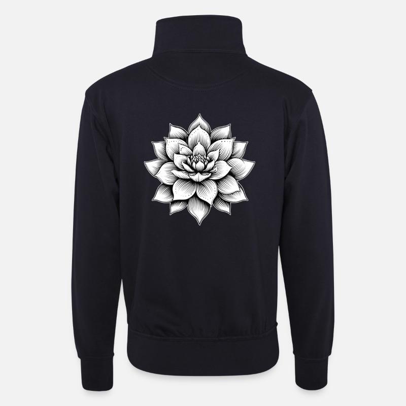 Lotusblüte - Unisex Pullover mit Zip-Kragen - Dunkelnavy