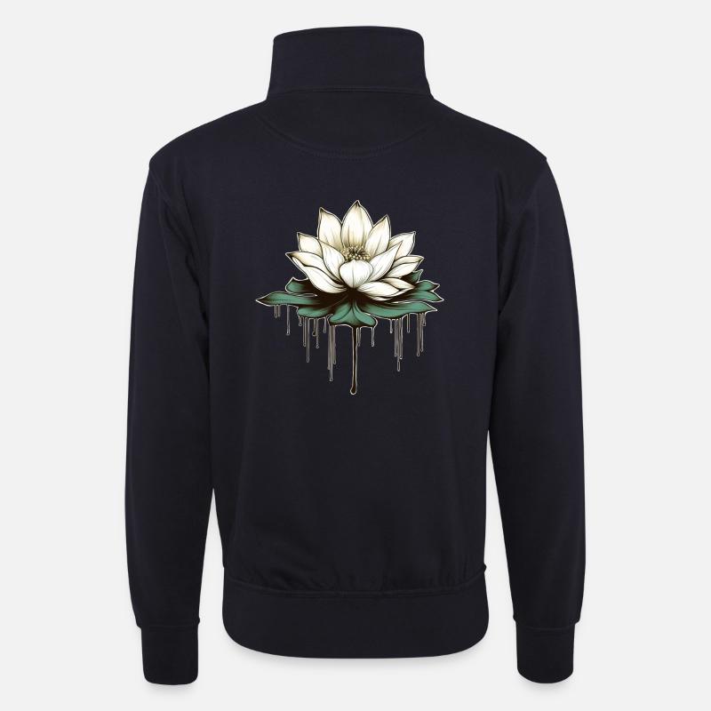 Lotusblüte - Unisex Pullover mit Zip-Kragen - Dunkelnavy