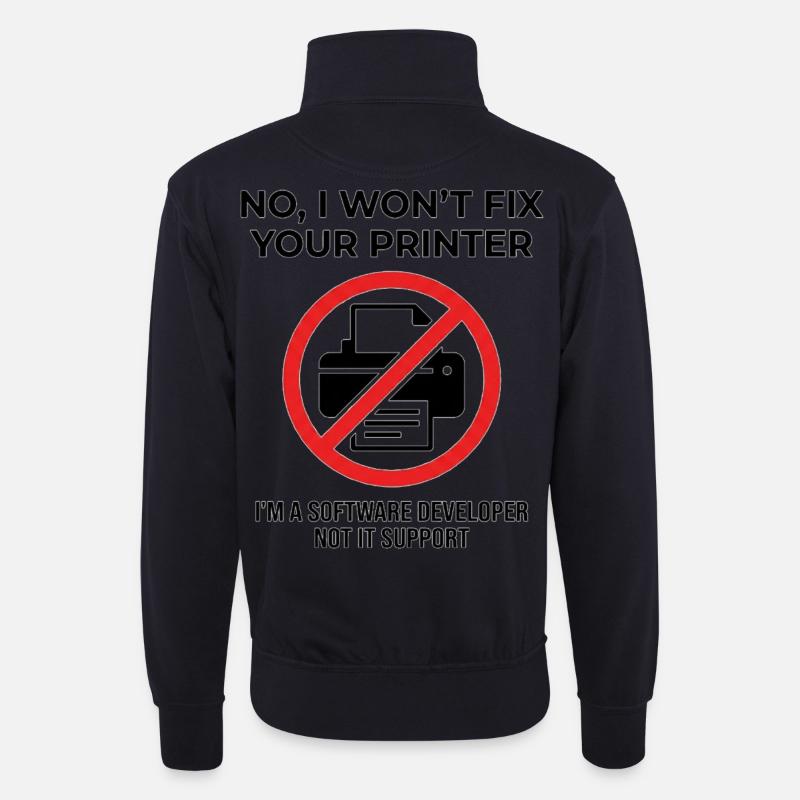 Programmierer: kein IT-Support - Unisex Pullover mit Zip-Kragen - Dunkelnavy