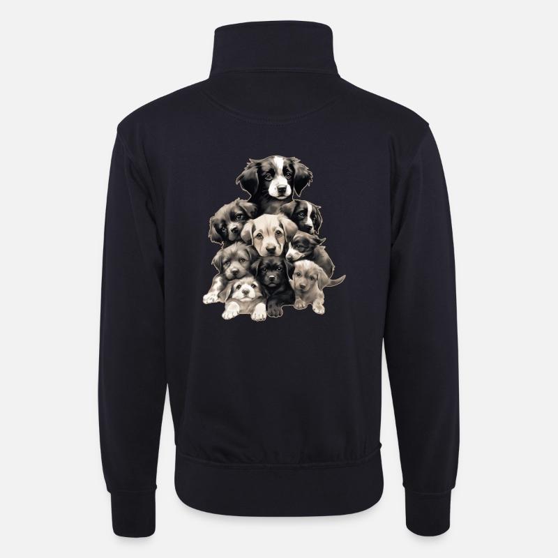 Niedliche Hunde - Unisex Pullover mit Zip-Kragen - Dunkelnavy