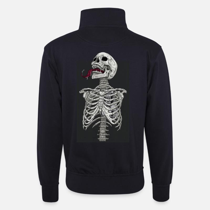 Skelett Motor Herz - Unisex Pullover mit Zip-Kragen - Dunkelnavy