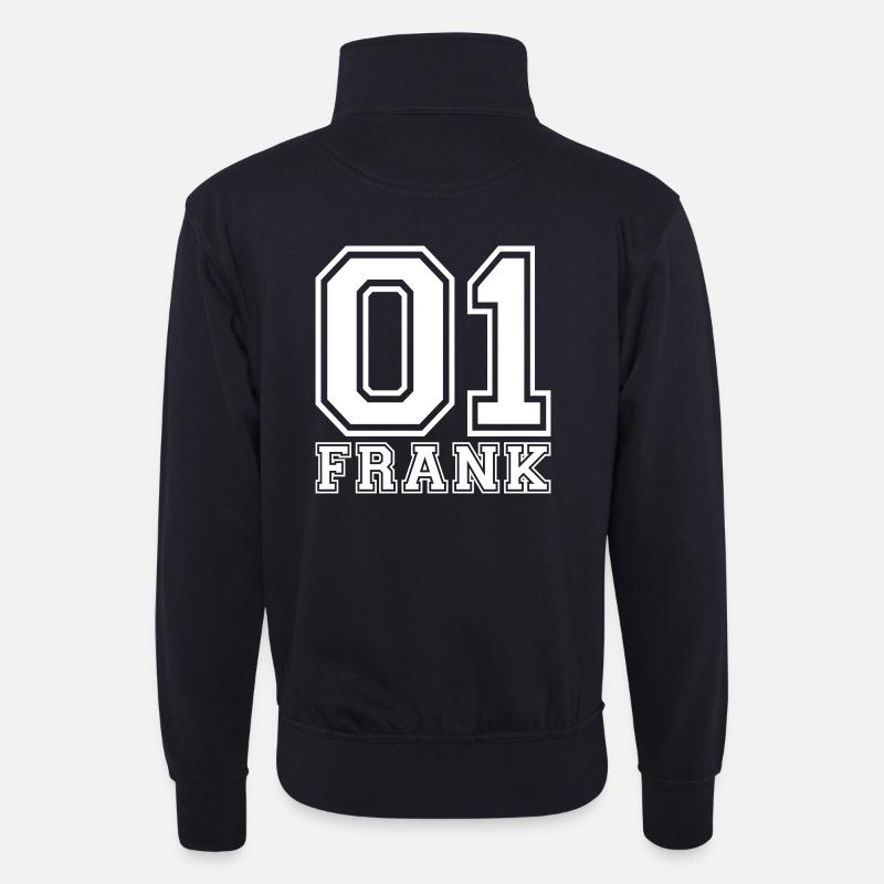 Frank - Name - Unisex Pullover mit Zip-Kragen - Dunkelnavy